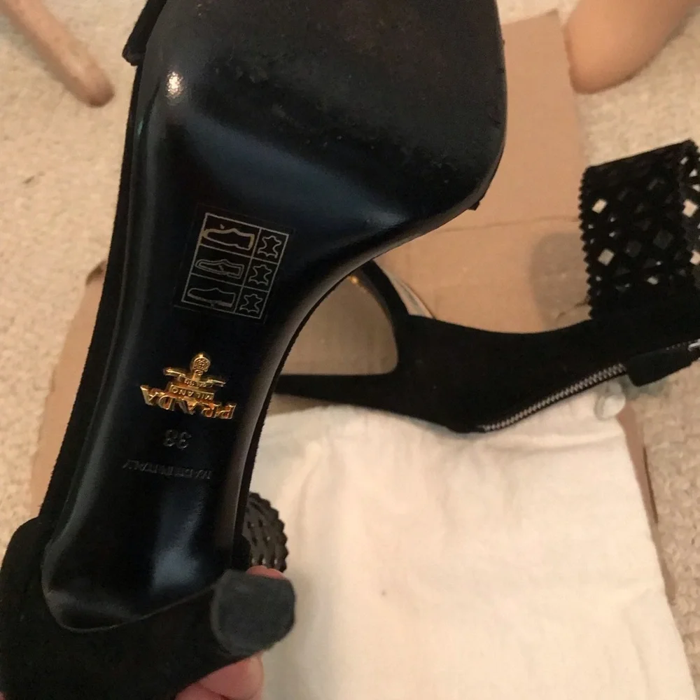 Prada suede pumps with cutouts 8 black $1140 gently worn cruise only - Picture 5 of 14